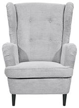 Grauer Sessel mit geripptem Stoffbezug, Frontalansicht