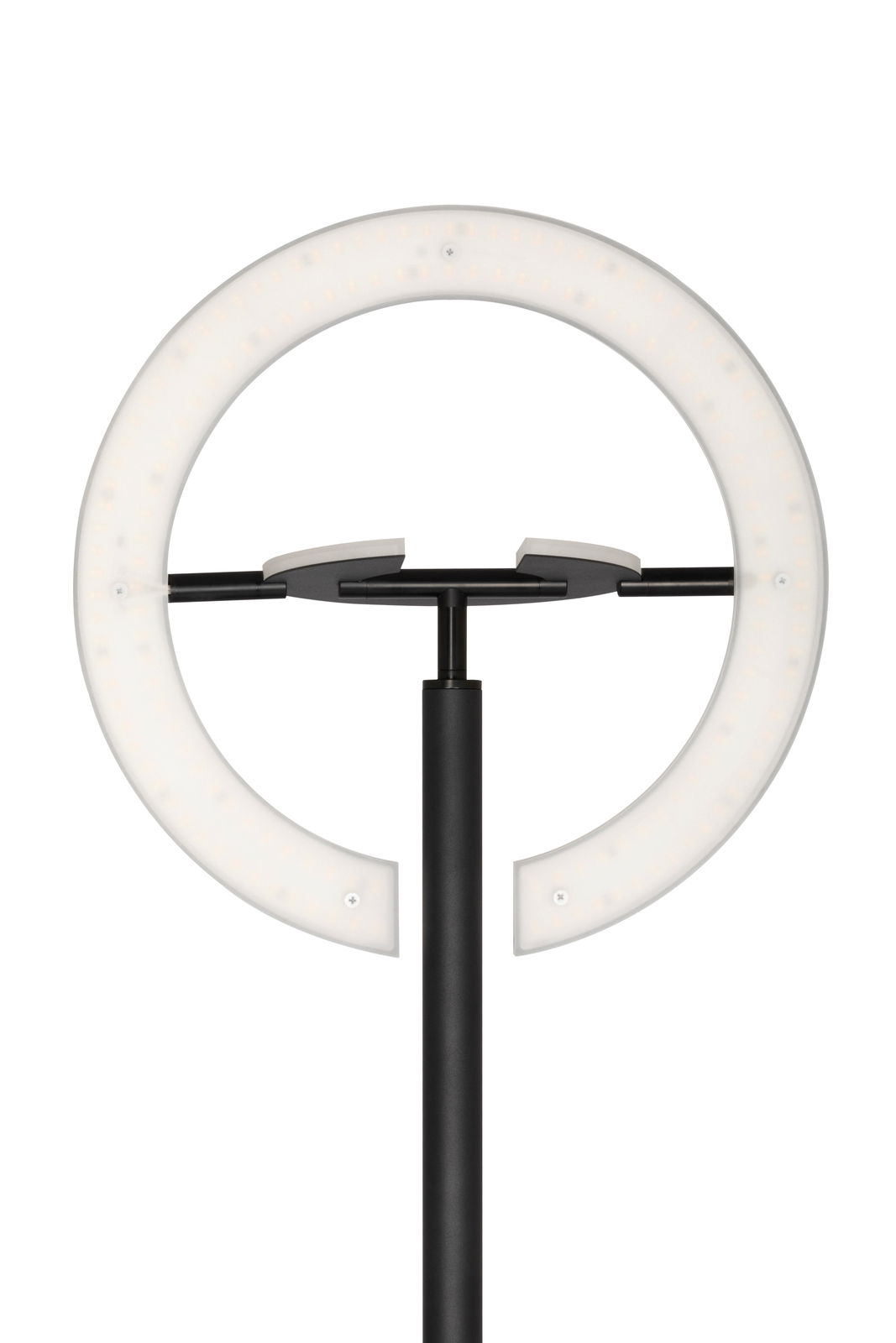 Moderner LED-Deckenfluter in schwarzem Design, Vorderansicht