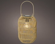 Solar Laterne aus Eisen mit Rattan-Optik, seitliche Perspektive