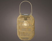 Solar Laterne aus Eisen mit Rattan-Optik, seitliche Perspektive