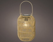 Solar Laterne aus Eisen mit Rattan-Optik, seitliche Perspektive