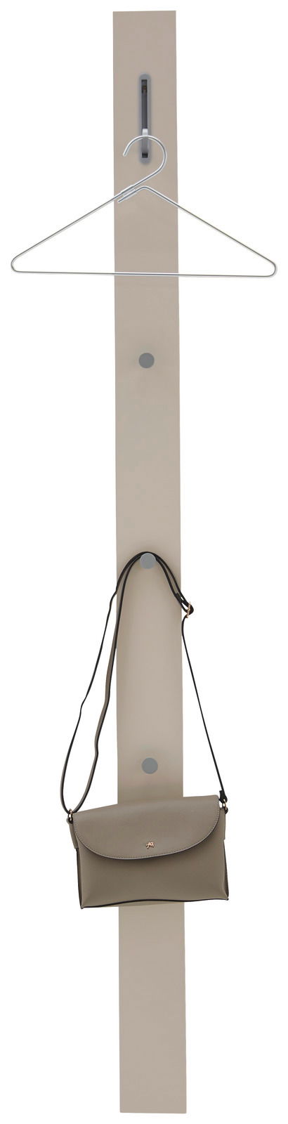 Dieter Knoll Garderobenpaneel CORTINA Garderobenpaneel in vertikaler Ansicht mit Kleiderbügel und Handtasche