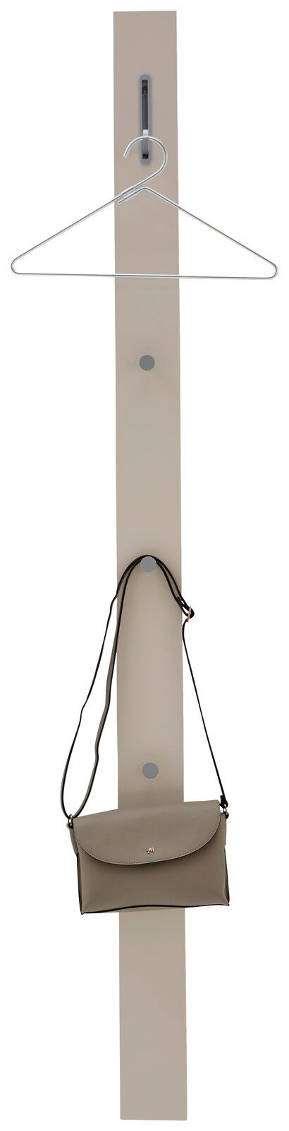 Dieter Knoll Garderobenpaneel CORTINA Garderobenpaneel in vertikaler Ansicht mit Kleiderbügel und Handtasche