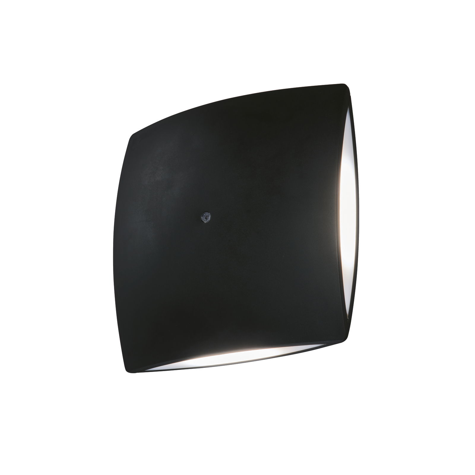 Schwarze AKKU-Wandleuchte mit modernem Design, seitliche Perspektive