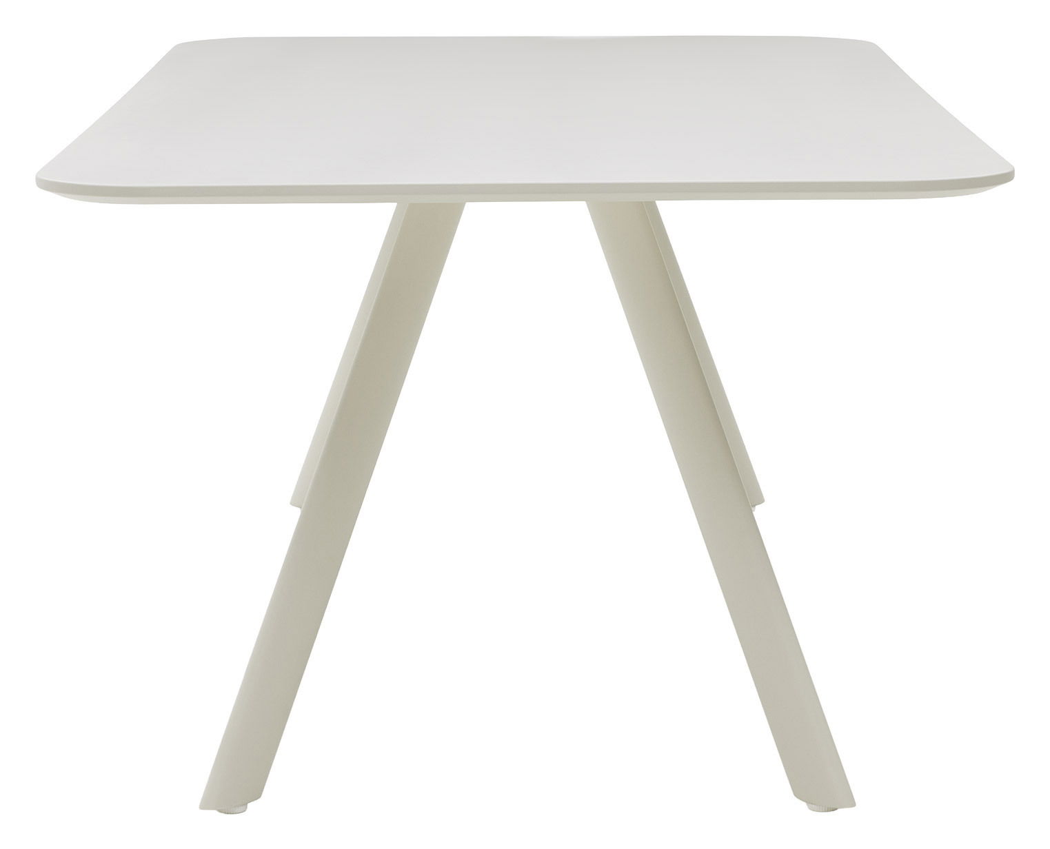 Musterring Esstisch MR JUSTB! Moderner weißer Esstisch mit schrägen Beinen, seitliche Perspektive