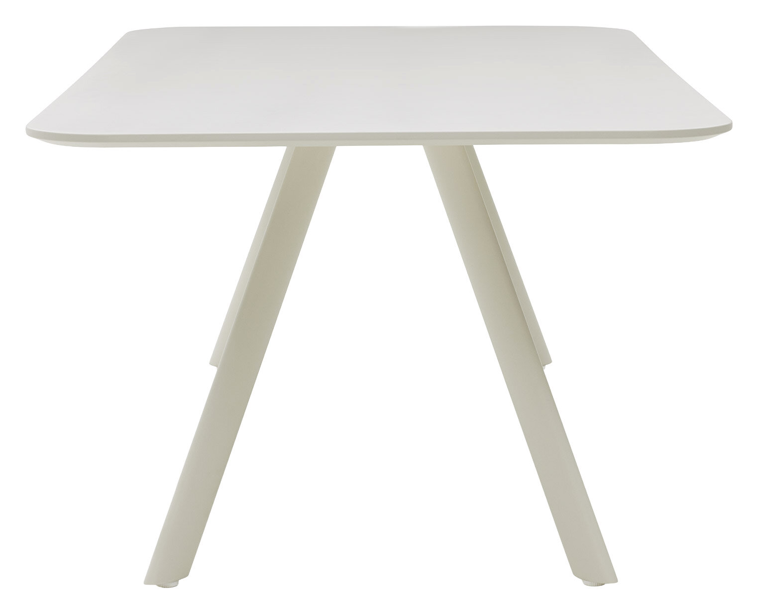 Musterring Esstisch MR JUSTB! Moderner weißer Esstisch mit schrägen Beinen, seitliche Perspektive