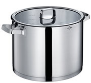 Suppentopf SAN REMO aus Edelstahl, 28 cm, mit Glasdeckel und seitlichen Griffen, seitliche Perspektive