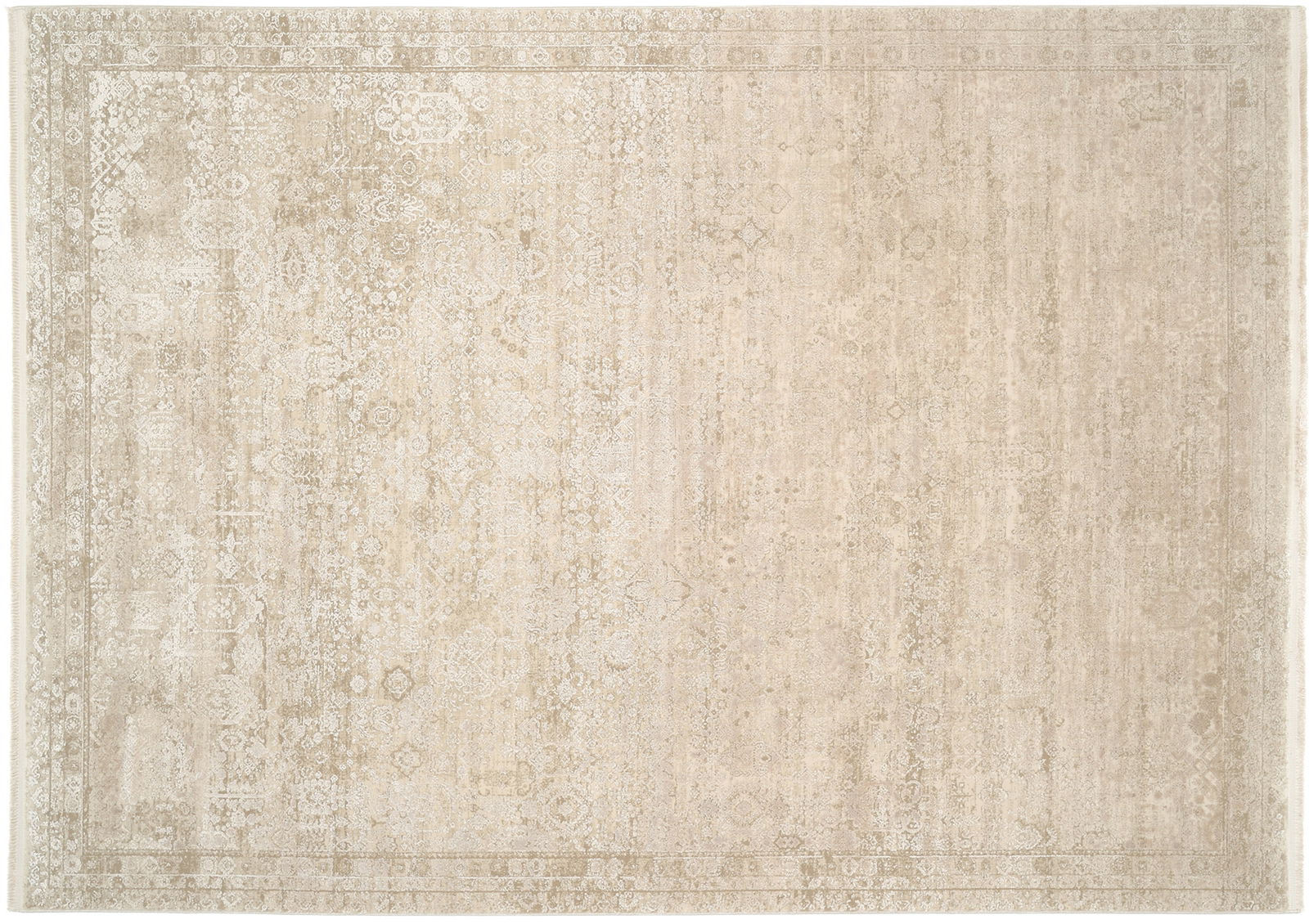 Beige Designer Teppich mit subtilen Mustern, Draufsicht