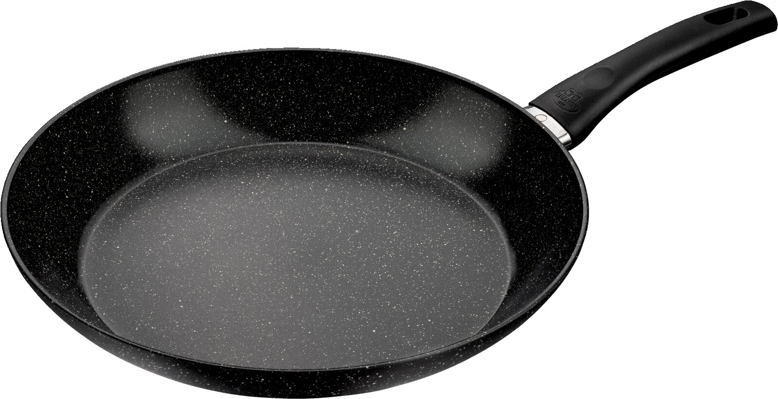 Koekenpan met een diameter van 32 cm, zwarte antiaanbaklaag, zijaanzicht