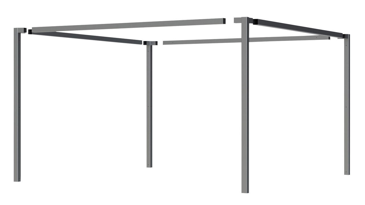 Metallrahmen einer Pergola Basis Libera aus seitlicher Perspektive