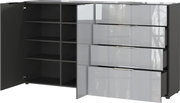 XL-dressoir met open lades en deuren, zijaanzicht