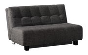 Graues Faltbett in Sofaform, seitliche Perspektive