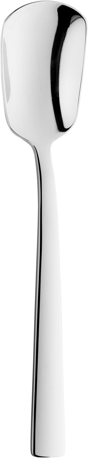 Elegante Servierkelle aus Edelstahl, seitliche Perspektive