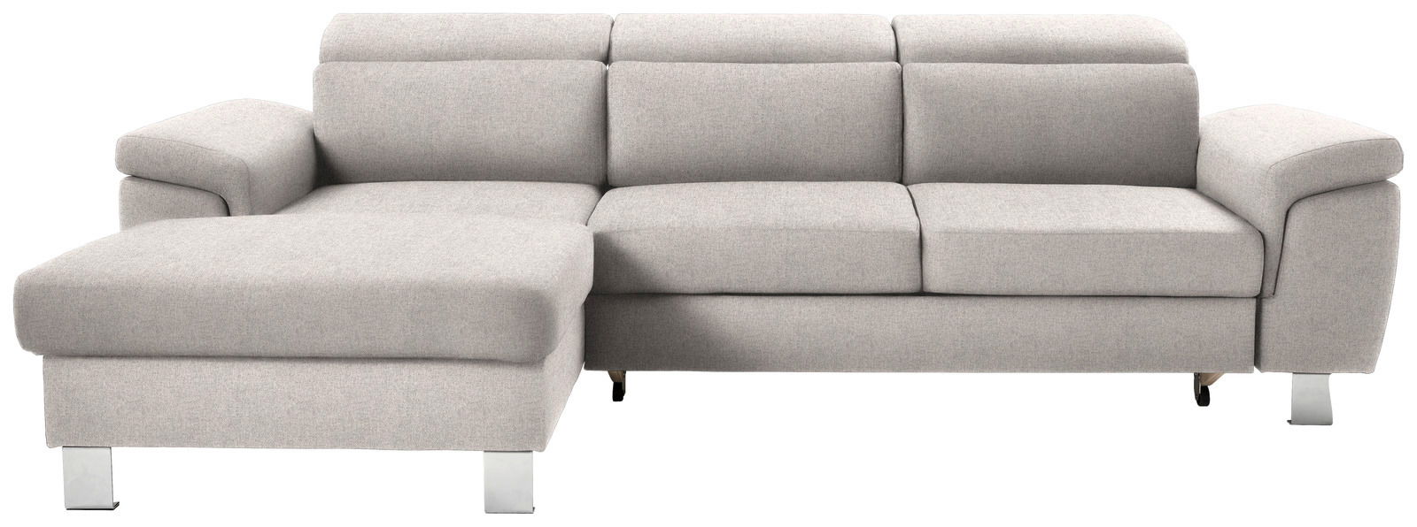 Graues Ecksofa mit Ottomane links, Vorderansicht