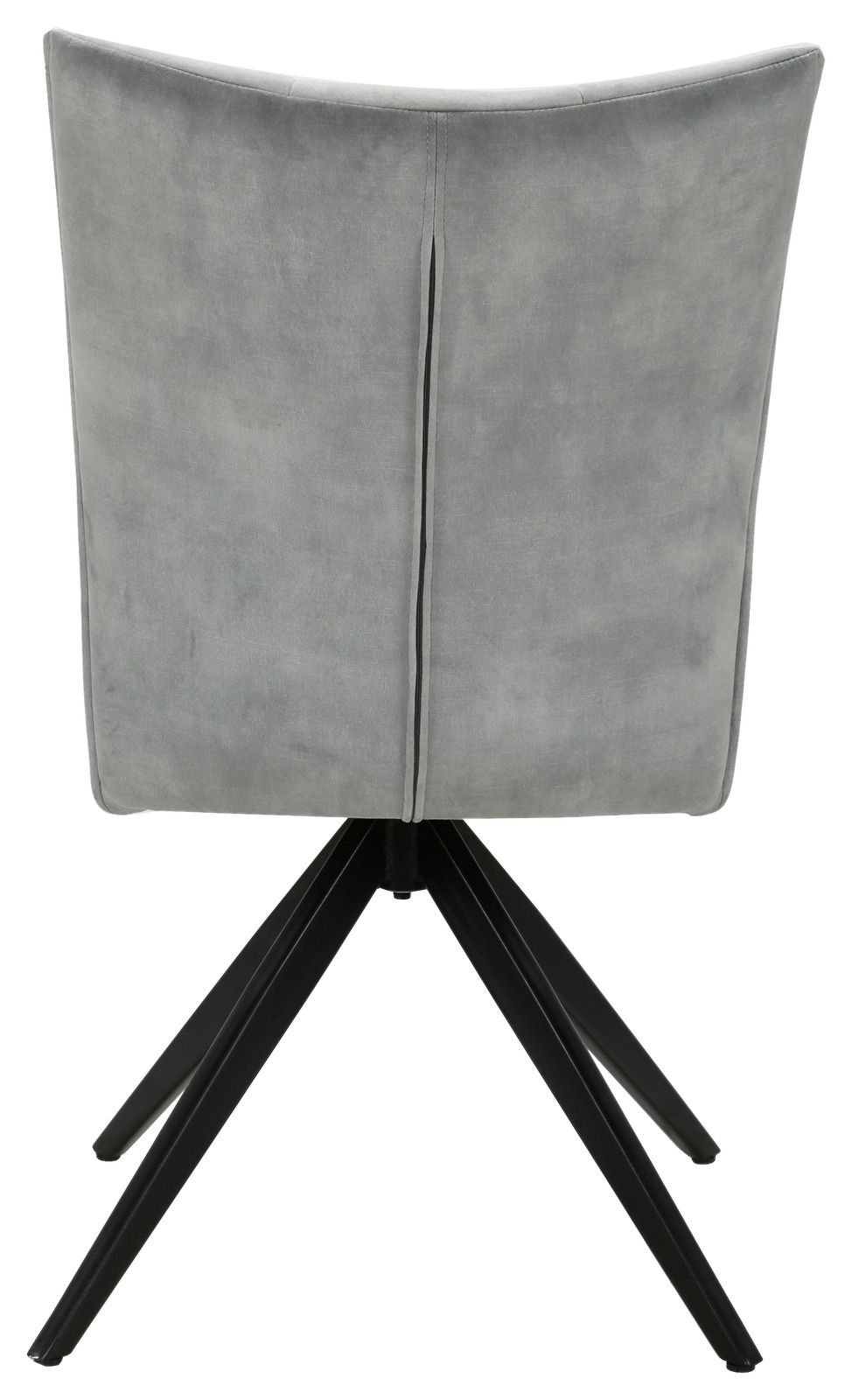 Hom´in Stuhl MARIUS Rückansicht eines modernen grauen Stuhls mit schwarzem Metallgestell