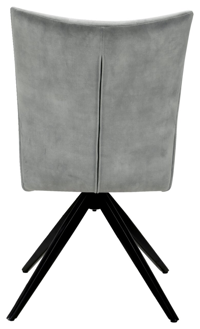 Hom´in Stuhl MARIUS Rückansicht eines modernen grauen Stuhls mit schwarzem Metallgestell