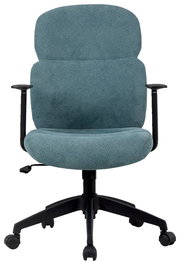 Bürodrehstuhl in blauer Stoffpolsterung, Vorderansicht