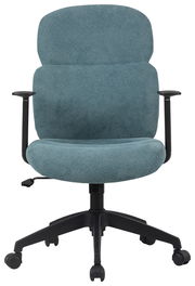 Bürodrehstuhl in blauer Stoffpolsterung, Vorderansicht