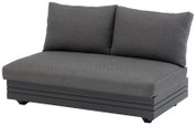 Graues 2-Sitzer Loungeelement mit zwei Rückenkissen, seitliche Perspektive