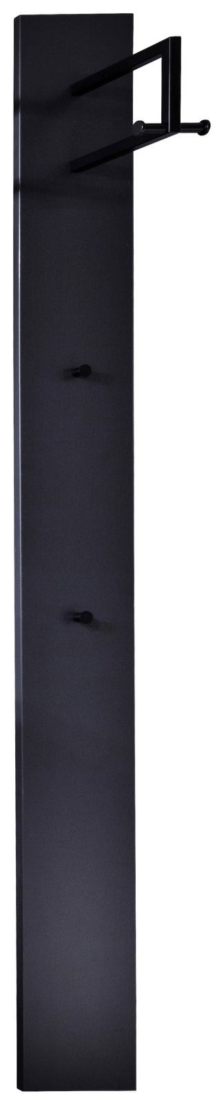 Moderano Garderobenpaneel ALMADA Schwarzes Garderobenpaneel mit mehreren Haken, seitliche Perspektive
