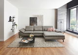 Graues Longchair-Sofa in modernem Wohnzimmer, Frontalansicht