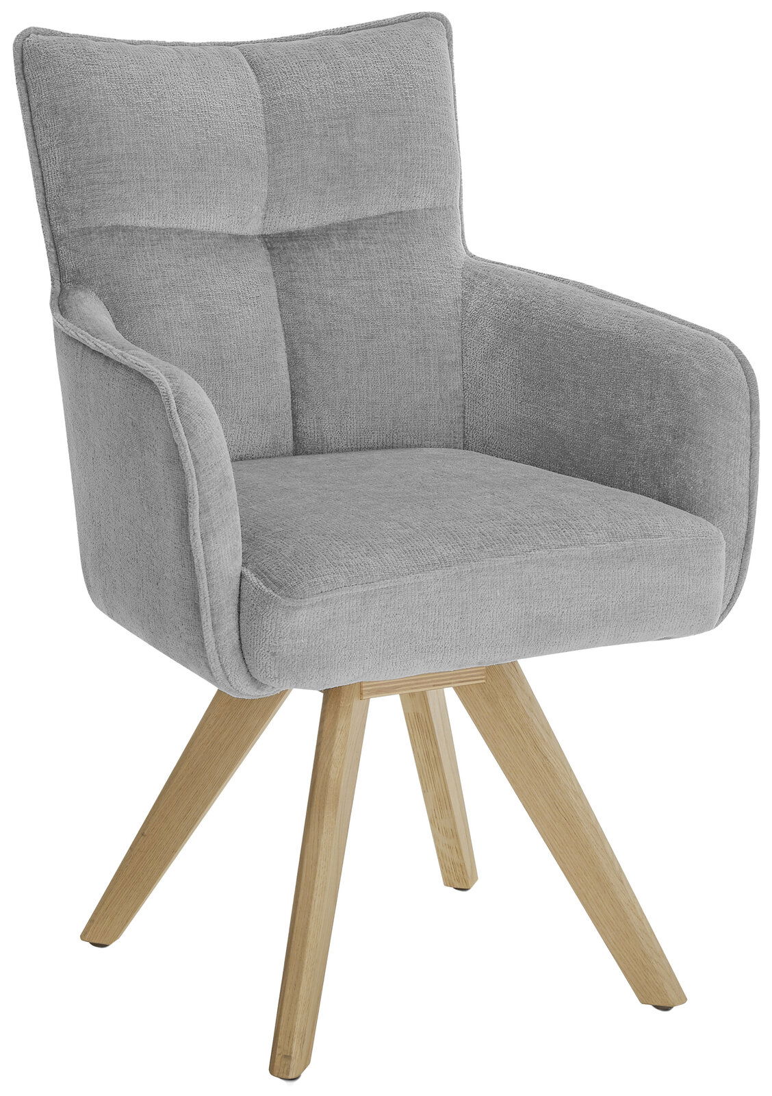 Set one by Musterring Armlehnstuhl SET ONE TUCSON Grauer Armlehnstuhl mit Holzbeinen, seitliche Perspektive