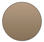 Runder Spiegel mit schwarzem Rahmen, frontal fotografiert