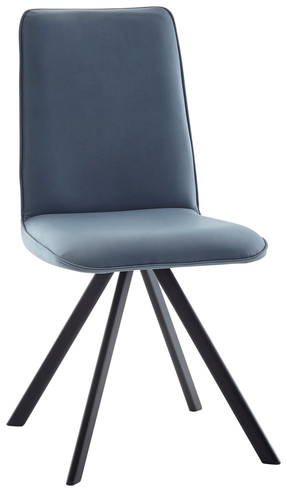 Cantus Stuhl IBIZA Moderner blauer Stuhl mit vier schwarzen Metallbeinen, seitliche Perspektive