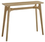 Holzkonsole mit schlankem Design, seitliche Perspektive