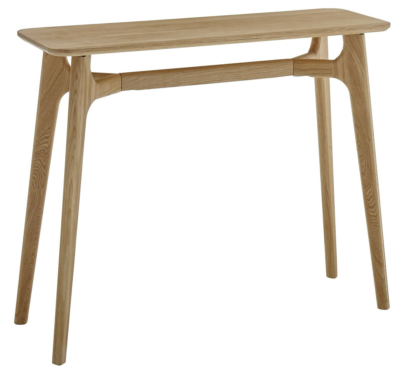 Holzkonsole mit schlankem Design, seitliche Perspektive