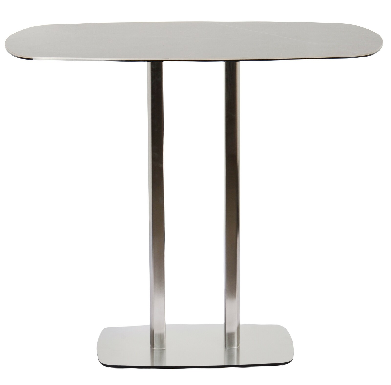 Novel Bartisch GIO Moderner Bartisch mit ovaler Tischplatte und zwei Metallbeinen, Frontalansicht