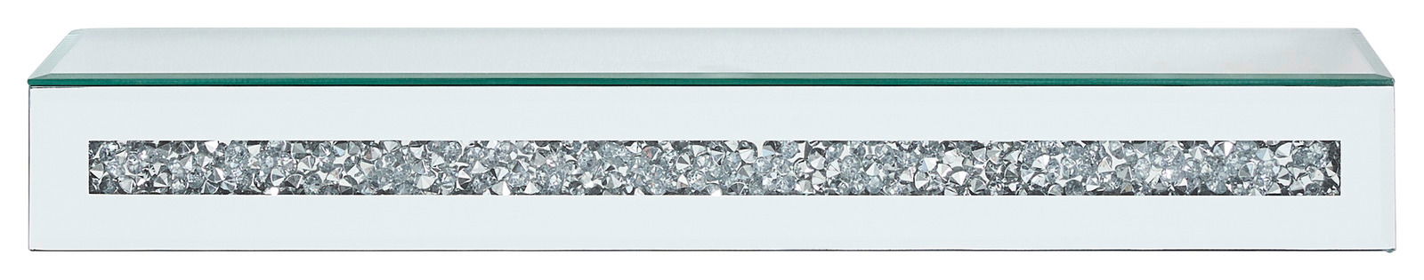 Modernes Wandboard mit Glasoberfläche und dekorativem Glitzerelement, Frontalansicht