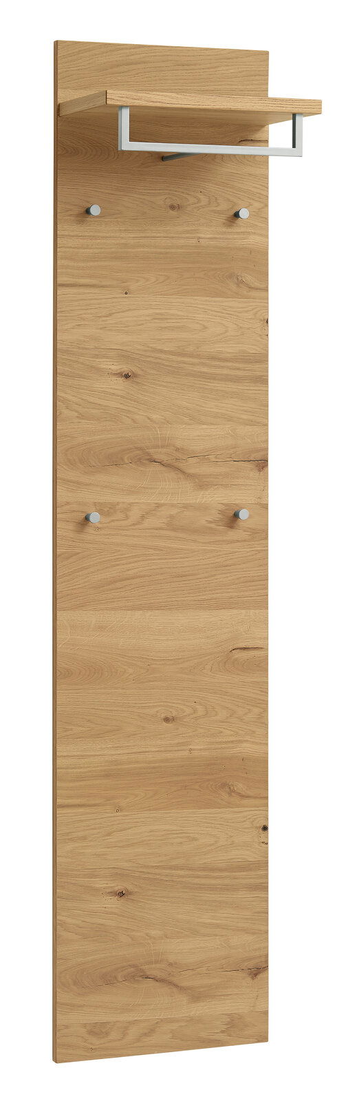 VOSS Garderobenpaneel VEDO Garderobenpaneel aus Holz mit mehreren Haken und einer Ablage, seitliche Perspektive