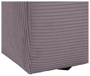 Nahaufnahme einer Ecke eines Big-Sofas mit grauem, geripptem Stoffbezug.