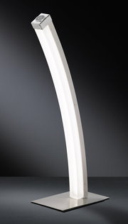 Moderne LED-Tischleuchte mit gebogenem Design, seitliche Perspektive