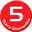 Rotes Emblem mit der Aufschrift '5 Years Guarantee' in Vorderansicht