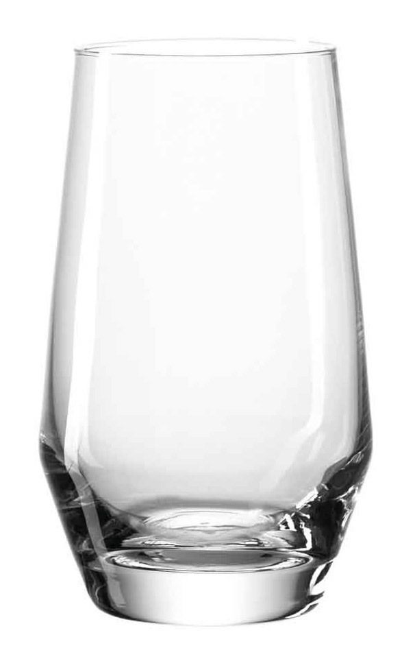 Klares Trinkglas Puccini 365ml, frontal fotografiert, mit elegantem Design und stabiler Basis.