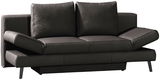Schwarzes Querschläfer-Sofa mit verstellbaren Armlehnen, Vorderansicht
