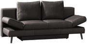 Schwarzes Querschläfer-Sofa mit verstellbaren Armlehnen, Vorderansicht