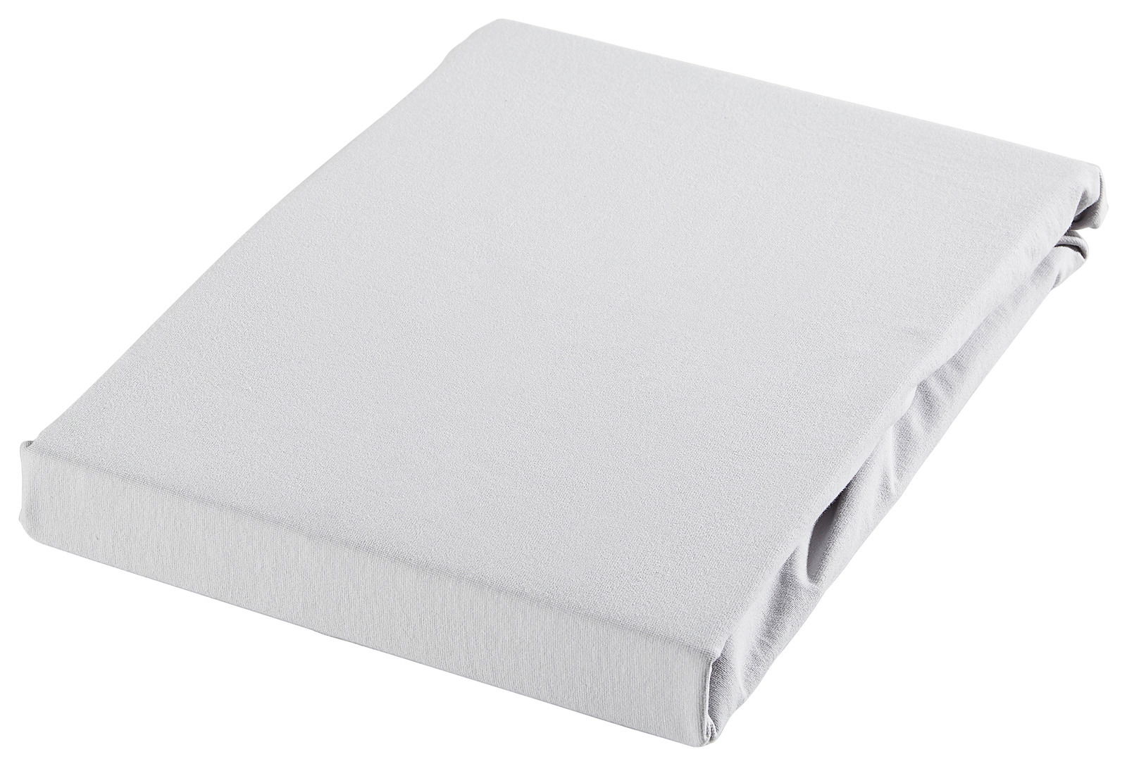 Weißes Topper-Spannbetttuch in gefalteter Ansicht von schräg oben
