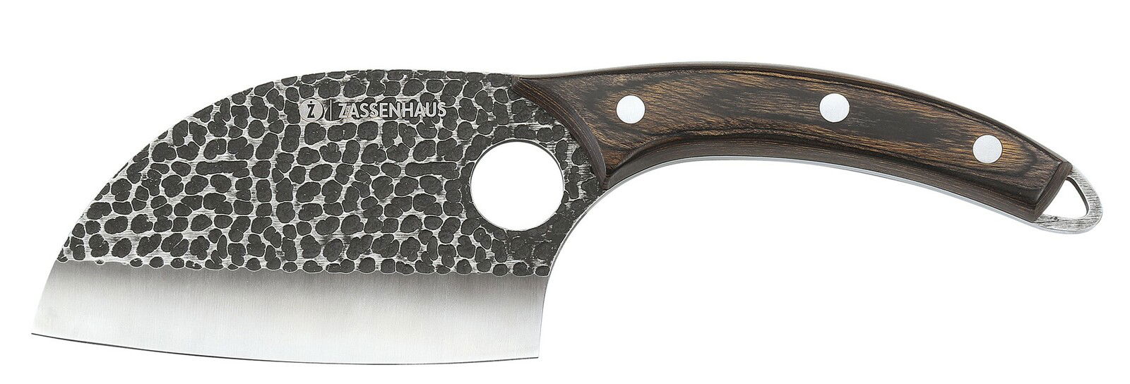 Kochmesser KEEPER 12 cm mit gehämmerter Klinge und Holzgriff, Seitenansicht