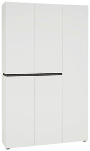 Weißer XXL-Schuh- und Mehrzweckschrank mit fünf Türen, frontal abgebildet.