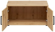 Offener Aufsatzschrank aus Holz mit zwei Türen, Frontalansicht