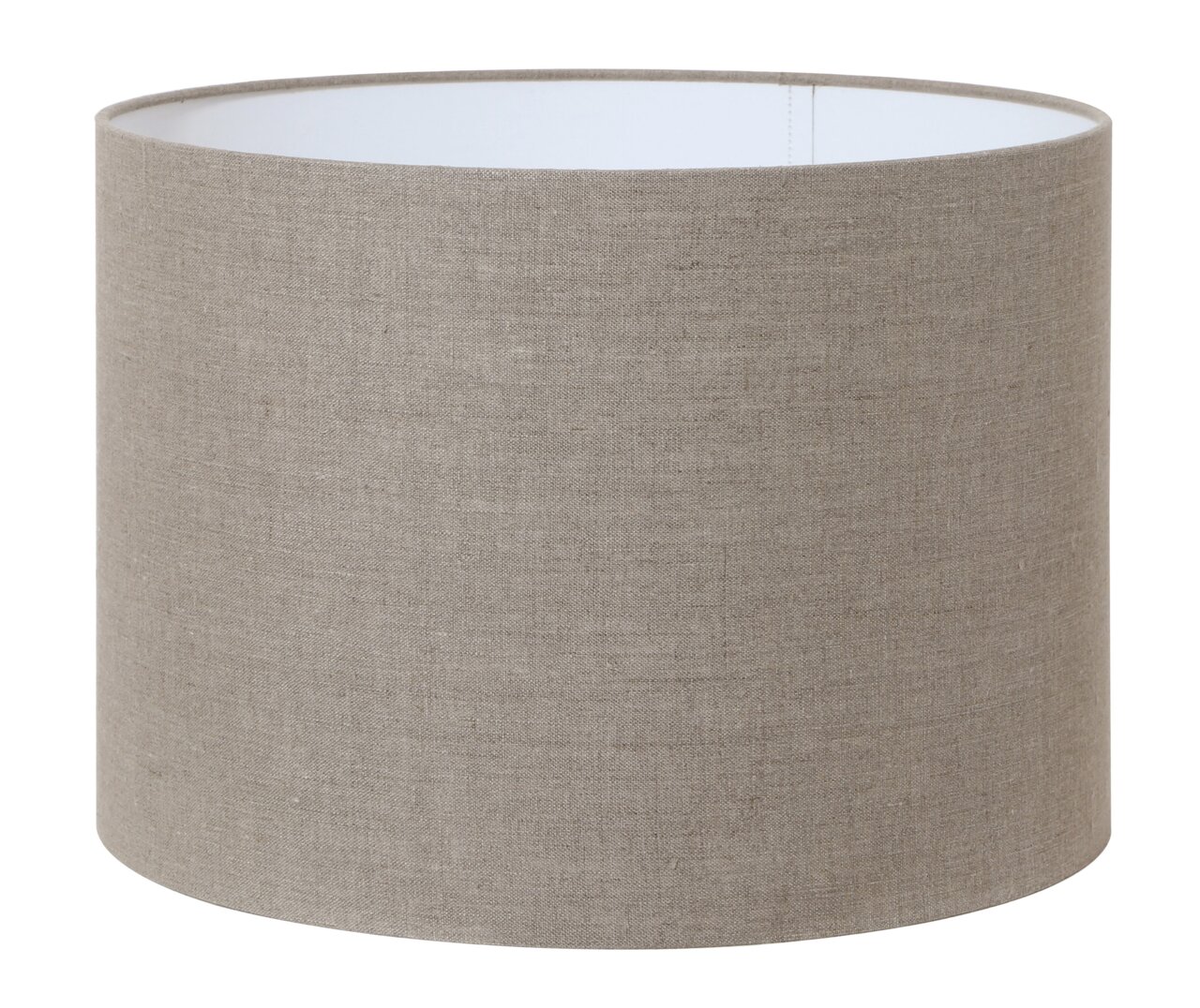 Zylindrischer Lampenschirm in Beige, seitliche Perspektive