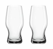 Twee heldere Taverna-bierbekers van 330 ml, naast elkaar op de voorkant