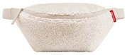 Gürteltasche aus weichem, cremefarbenem Material mit flauschiger Textur, Vorderansicht