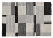 Moderner Teppich mit geometrischem Muster in Grautönen, Draufsicht