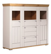 Helles Highboard mit Holzakzenten, Frontansicht
