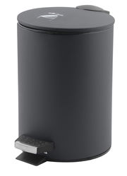 Grauer Treteimer mit 3 Litern Fassungsvermögen, seitliche Perspektive