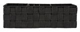 Schwarzer Badorganizer Adria mit Griff, rechteckig, aus geflochtenem Material, Vorderansicht
